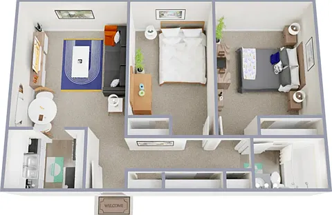 Two bedroom, one bath, 750 square foot apartment at Central Heights Two bedroom, one bath, 750 square foot apartment at Central Heights