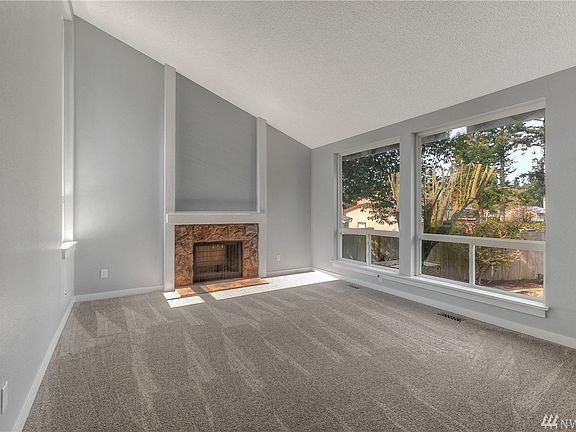 Vaulted ceilings in this large living room