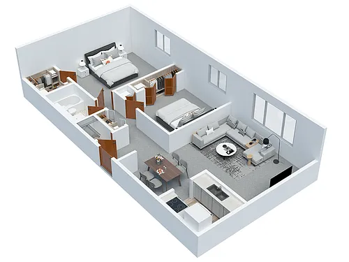 Floor plan 2 BD 1 BA