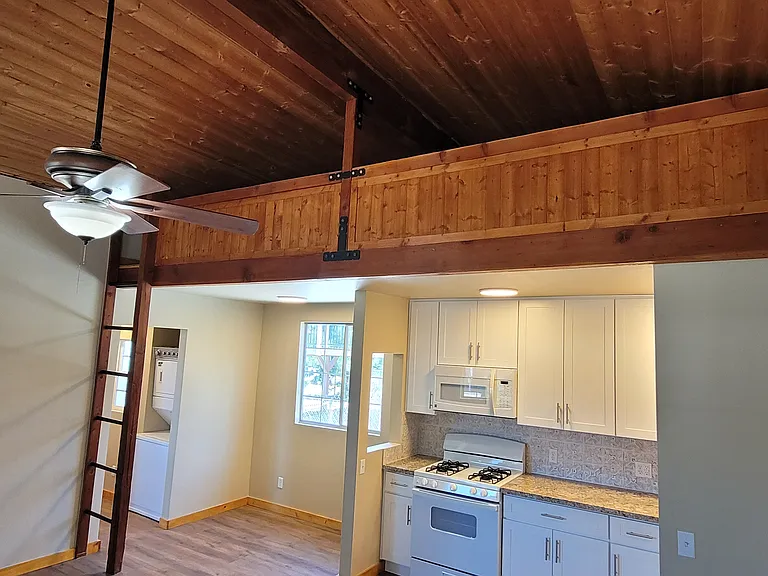 Loft storage on top of kitchen area