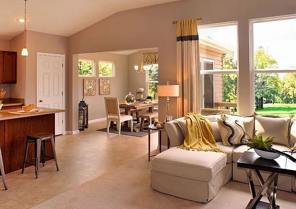 The Alexander family room, kitchen and sunroom