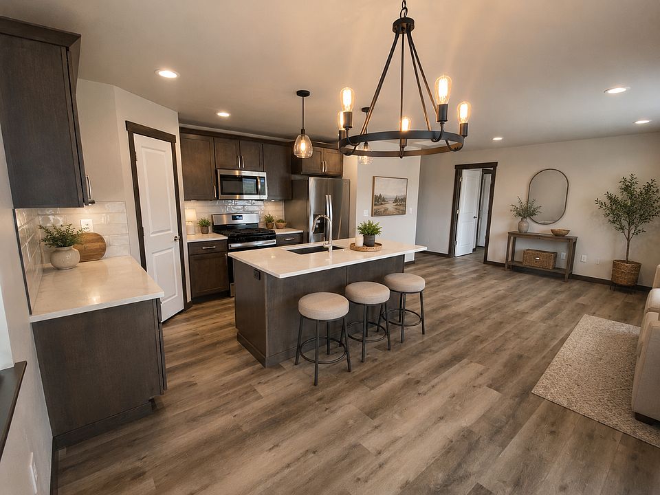 2 bed 2 bath house kitchen and living room