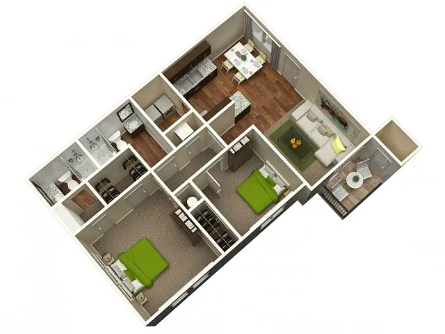 Floor plan 2 Bedroom 2 Bath 1192