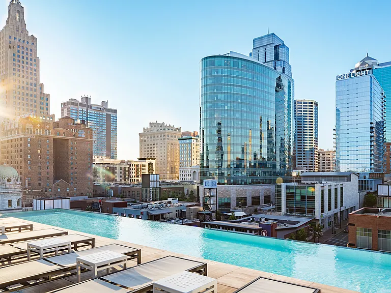 The Infinity Edge Rooftop Pool at Two Light Luxury Apartments