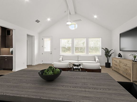Great room with vaulted ceiling