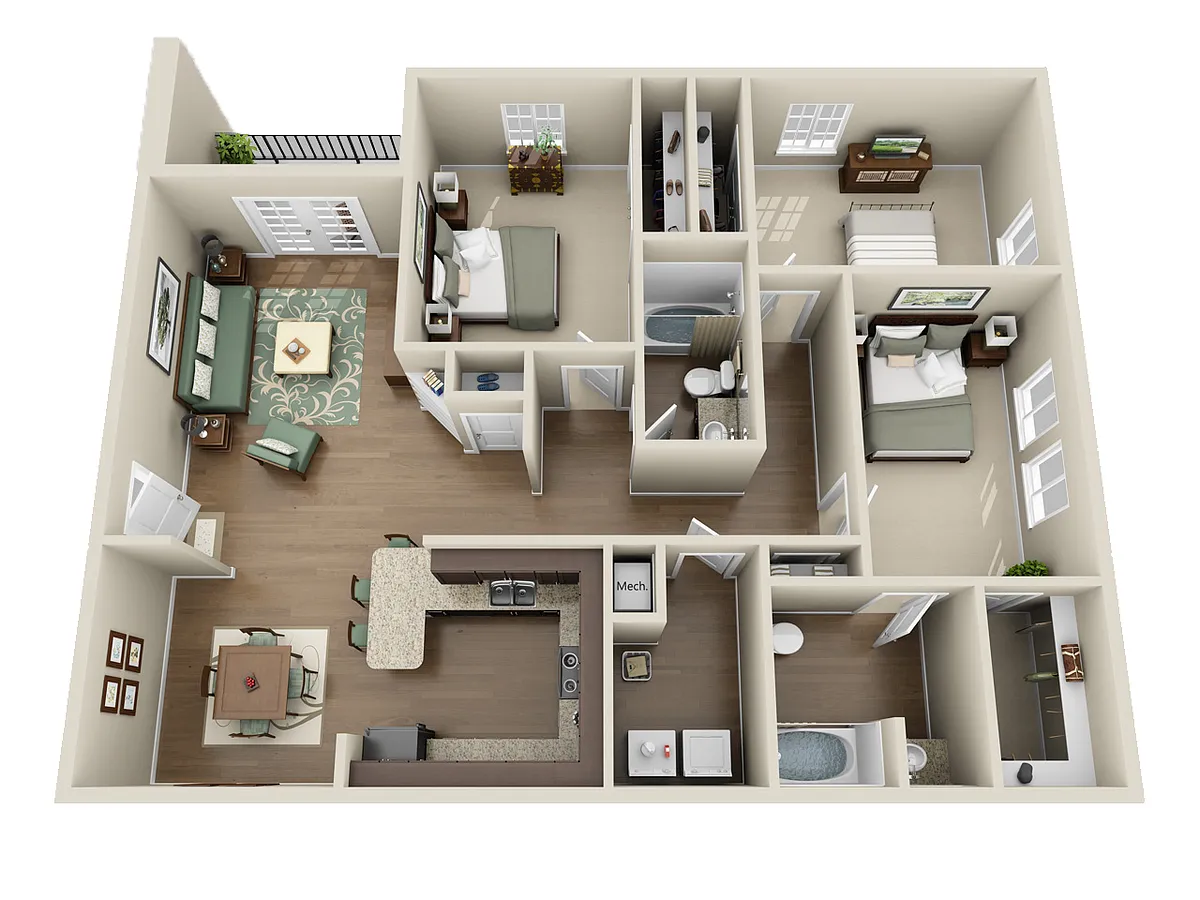Floor plan Three Bedroom Premium (North)