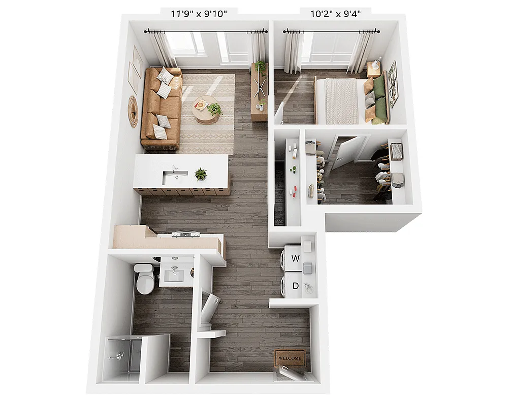 Floor plan One Bedroom - A1G