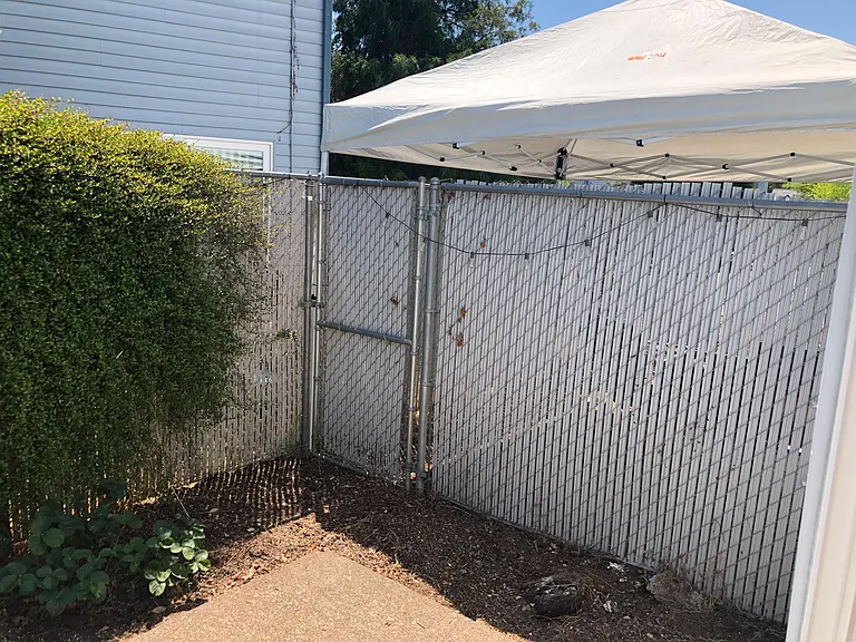 Private fenced patio area
