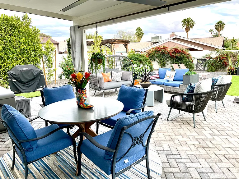 Patio dining by bbq area
