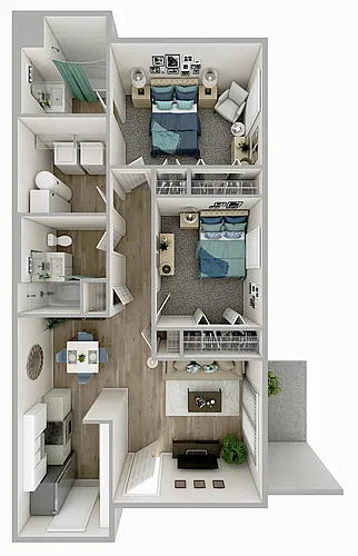 Floor plan Two Bedroom Two Baths-Platinum