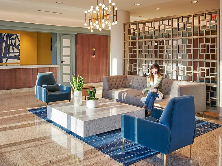 Our historically hip lobby offers space to chill out and get to know your neighbors.