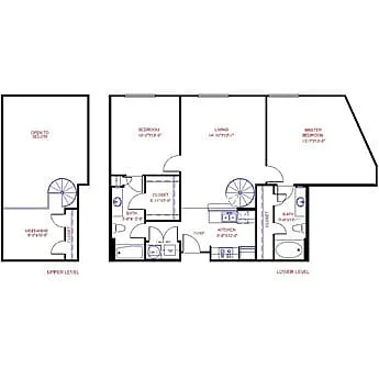 Floor plan Traditional 2x2 1182-1316 SF