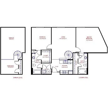 Floor plan Traditional 2x2 1182-1316 SF