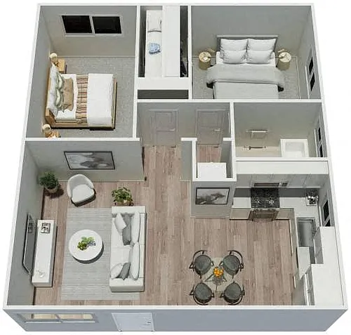 Floor plan 2 Bd, 1 Ba Villa