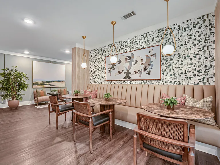 Clubhouse seating area with booths