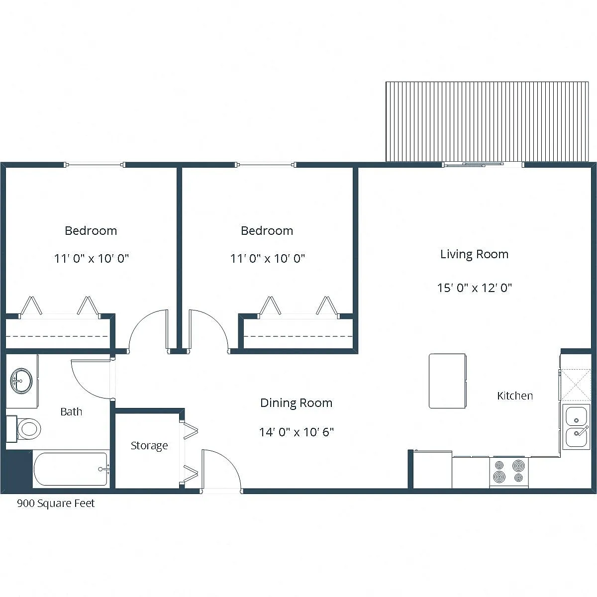 Floor plan Two Bedroom 21B