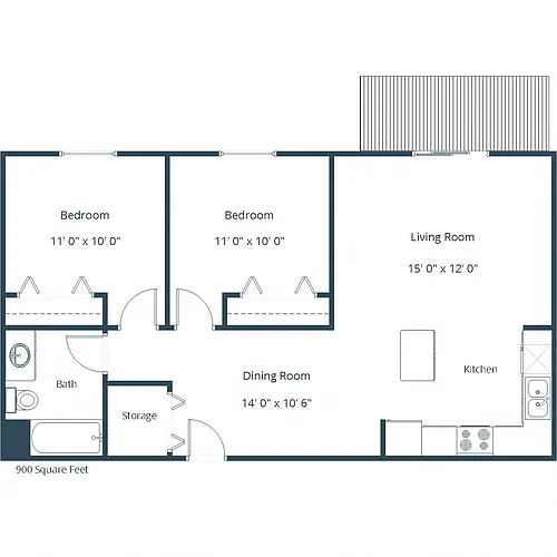 Floor plan Two Bedroom 21B