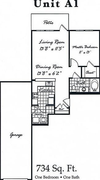 1 bd. 1 ba. - 734