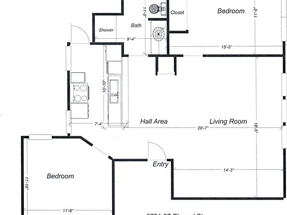 5721 Elwood #C2 
Floor plan