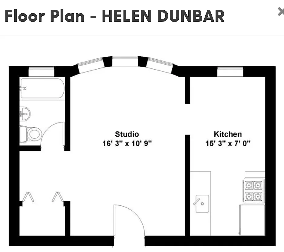 Floor plan Large Studio - 1 Bathroom