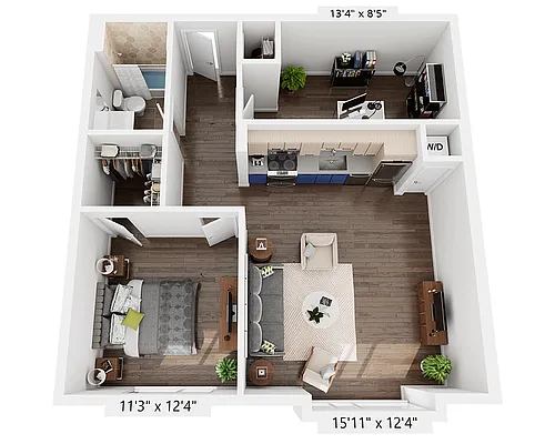 Floor plan One Bedroom A1GG