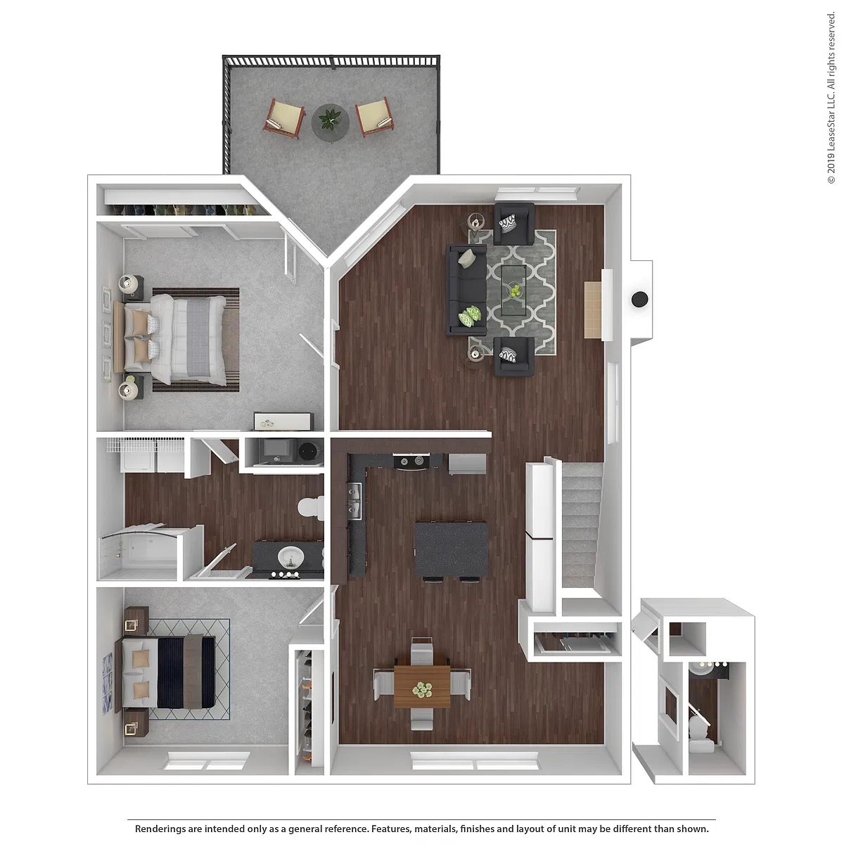 Floor plan 2 Bedroom, 1 Bath
