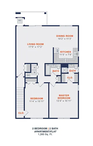 Floor plan 2 Bed | 2 Bath