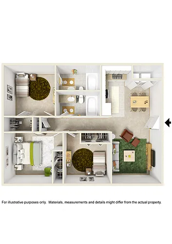 Floor plan Three Bed Two Bath