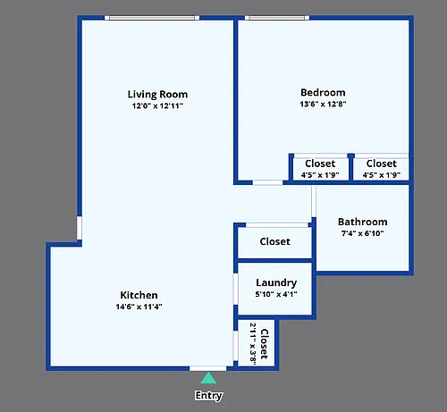Floor plan 1 Bed 1 Bath