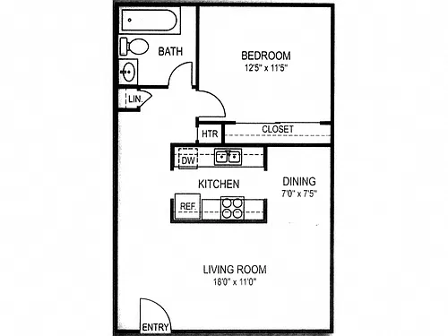 Floor plan 1 Bed 1 Bath