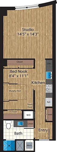 Floor plan One Bedroom F 638