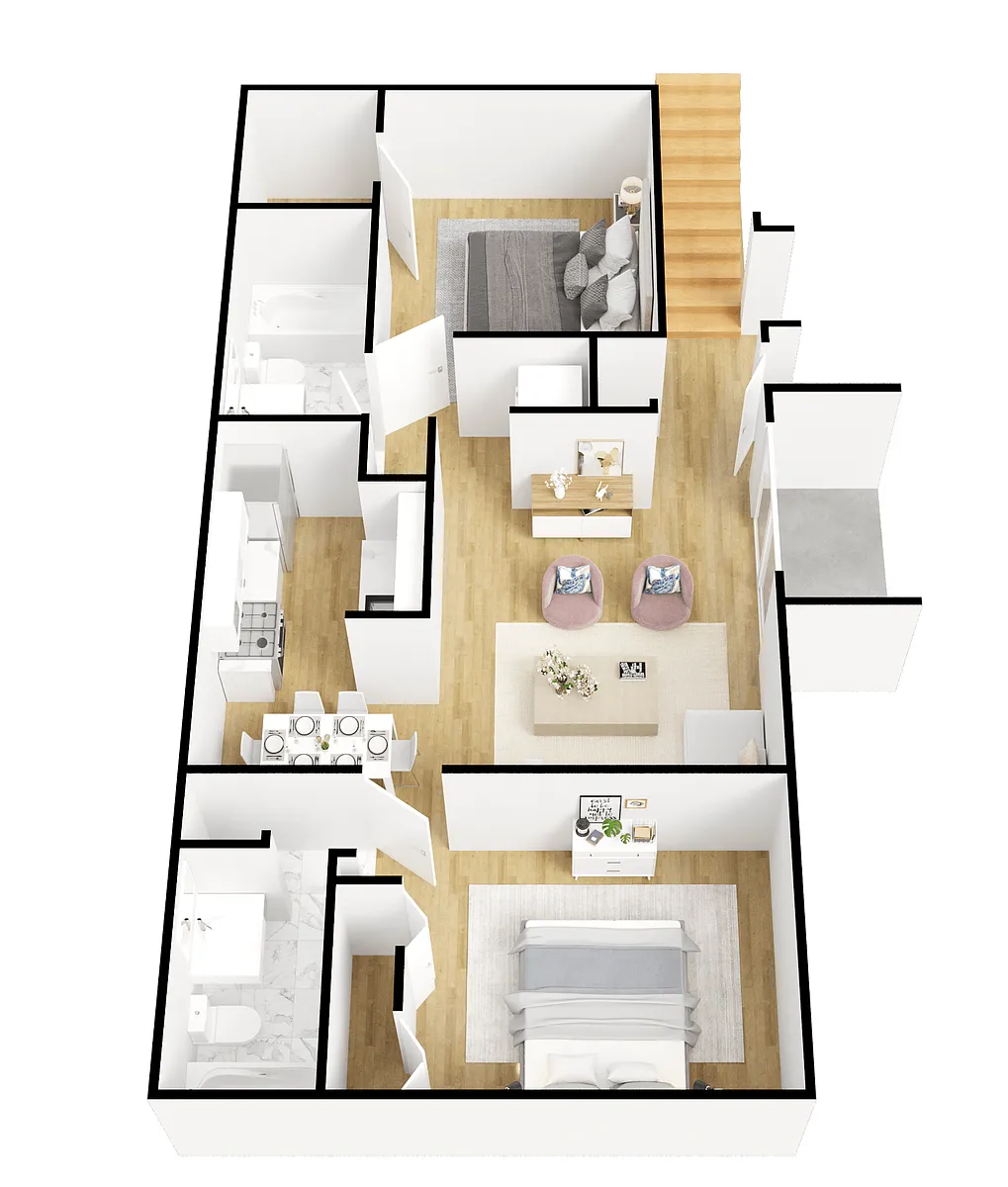 Floor plan Two Bedroom Two Bath