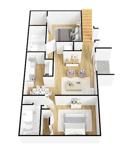 Floor plan Two Bedroom Two Bath