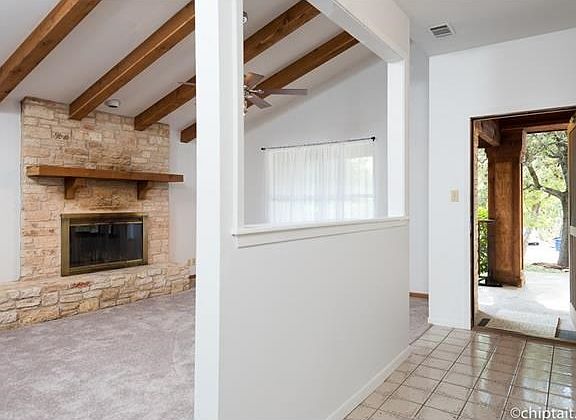 Front entrance to foyer and living room.
