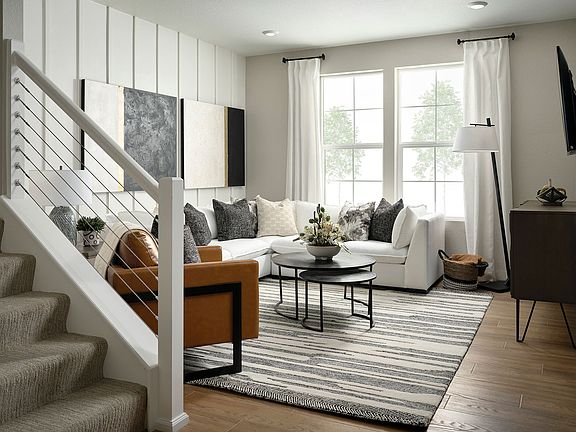 Example of the Great Room- Open and welcoming with laminate wood flooring