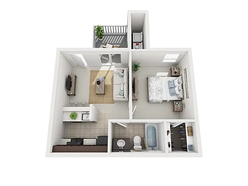 Floor plan 1 Bed, 1 Bath A
