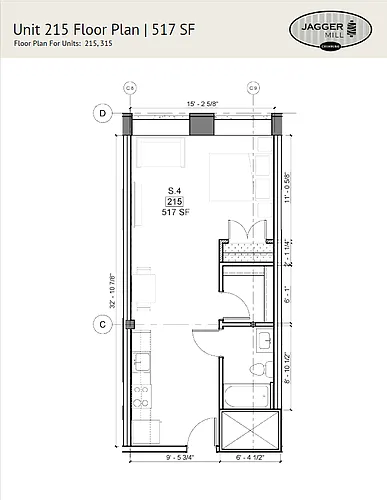 Floor plan Studio 1 Bath