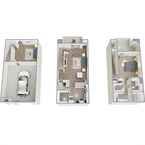 Floor plan 1 Bed 1.5 Bath Plus Den