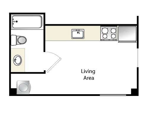 Floor plan Studio, 1 Bathroom S1