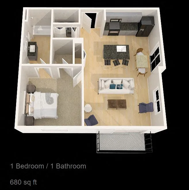 Floor plan 303 W Prospect Rd 1 Bed, 1 Bath