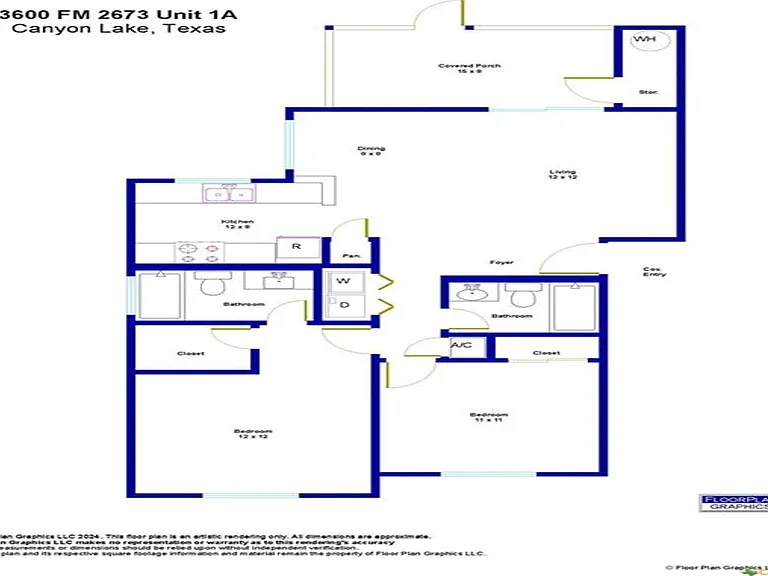 Spacious 2-Bed, 2-Bath Layout: Featuring open living dining areas, a covered porch & storage space