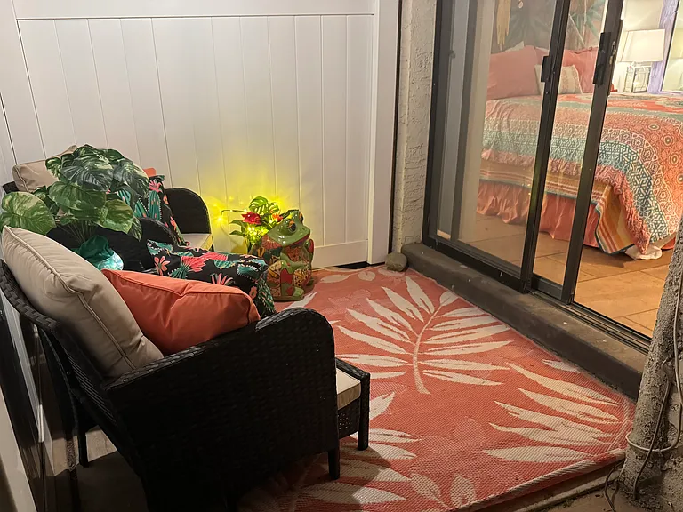 Glimpse of the master bedroom from the patio.