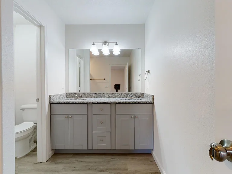 granite countertops and duel vanity in one master bath