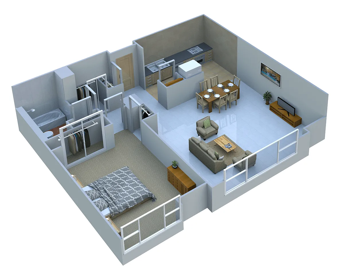 Floor plan One Bedroom/One Bath