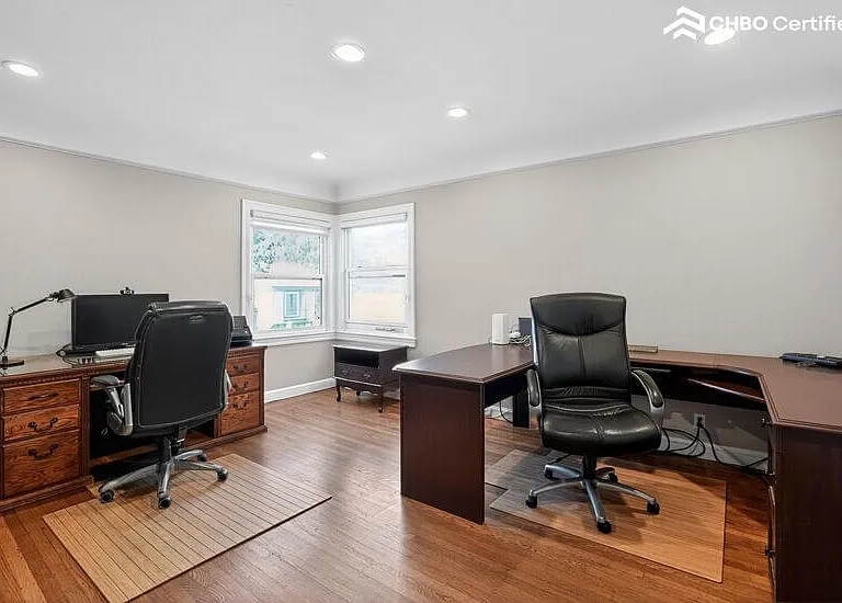 The main level office can support multiple remote workers