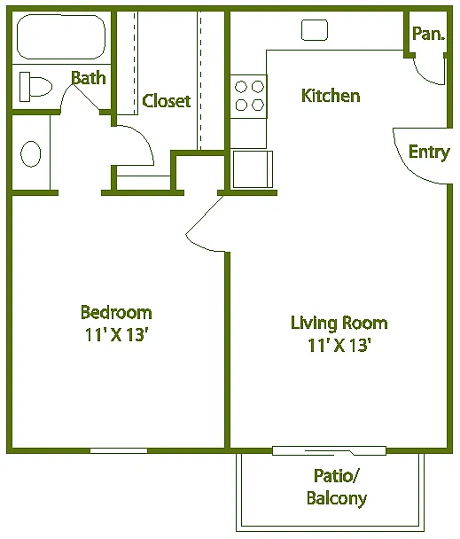 Floor plan 1 bed 1 bath