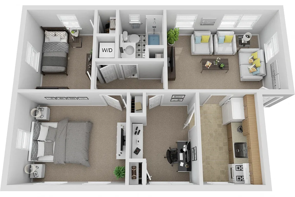 Floor plan Two Bedroom One Bath Cottage