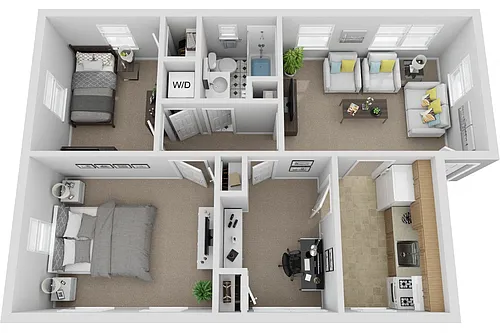 Floor plan Two Bedroom One Bath Cottage