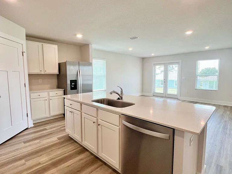 View from kitchen to dining area