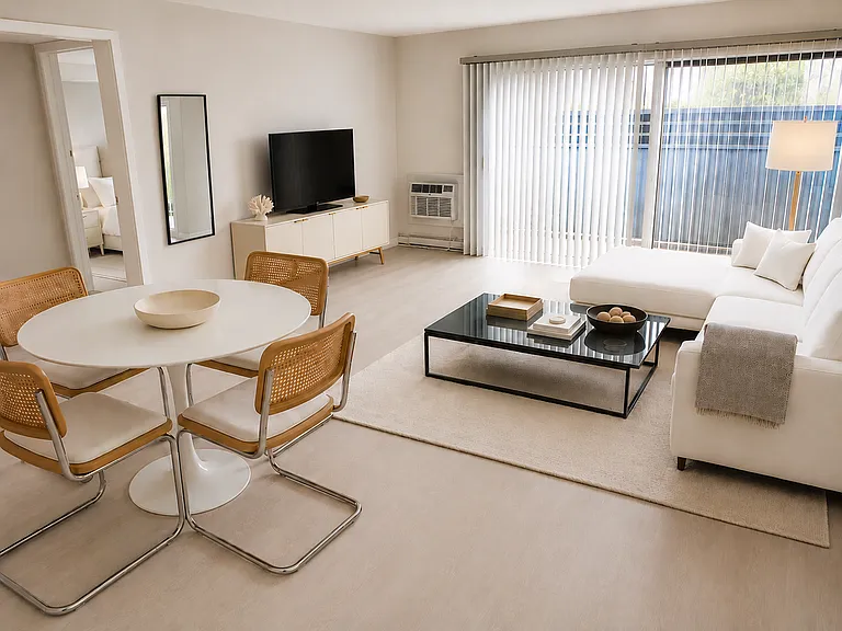 Large one-bedroom apartment with outdoor patio.